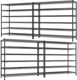 Storage Shelves, 3840LBS Heavy Duty&Adjustable Height for Basement | 55.5" W Shelf Space Saving, 6 Tier Freestanding, Powder Coated, Anti-Tipping Device, Moisture Resistant, 4-set for Garage Storage Shelves, 3840LBS Heavy Duty&Adjustable Height for Basement | 55.5" W Shelf Space Saving, 6 Tier Freestanding, Powder Coated, Anti-Tipping Device, Moisture Resistant, 4-set for Garage