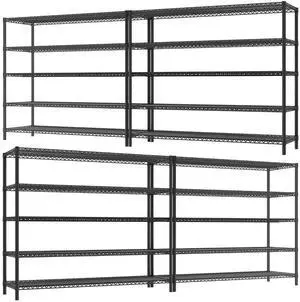 Storage Shelves, 3200LBS Heavy Duty&Adjustable Height for Garage | 55.5" W Shelf Space Saving, 5 Tier Freestanding, Powder Coated, Anti-Tipping Device, Moisture Resistant, 4-Set for Pantry Storage Shelves, 3200LBS Heavy Duty&Adjustable Height for Garage | 55.5" W Shelf Space Saving, 5 Tier Freestanding, Powder Coated, Anti-Tipping Device, Moisture Resistant, 4-Set for Pantry