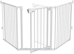 82-Inch Versatile Safety Gate Metal Baby/Pet Gate Configurable Dog Barrier - Ideal for Wide Door Openings, Stairways, Doorways, Includes Wall Mounts 82-Inch Versatile Safety Gate Metal Baby/Pet Gate Configurable Dog Barrier - Ideal for Wide Door Openings, Stairways, Doorways, Includes Wall Mounts