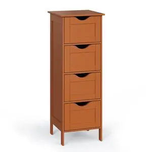 Skinny Bathroom Floor Storage Cabinet,White 12 Inch Wide Deep Small Storage Organizer with 4 Drawers, Brown Wooden Modern Thin Free Standing Tower Cabinet for Bathroom, Living Room Skinny Bathroom Floor Storage Cabinet,White 12 Inch Wide Deep Small Storage Organizer with 4 Drawers, Brown Wooden Modern Thin Free Standing Tower Cabinet for Bathroom, Living Room