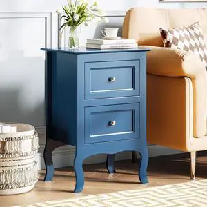 Blue Nightstand with 2 Drawers, Blue Night Stand Bedside Table for Bedroom, Kids Room, Living Room, Small Spaces, Dorm, 15.75" W x 11.8" D x 23.6" H Blue Nightstand with 2 Drawers, Blue Night Stand Bedside Table for Bedroom, Kids Room, Living Room, Small Spaces, Dorm, 15.75" W x 11.8" D x 23.6" H