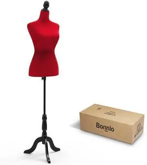 Female Dress Form Pinnable Mannequin Body Torso with Wooden Tripod Base Stand (Red, 6) Female Dress Form Pinnable Mannequin Body Torso with Wooden Tripod Base Stand (Red, 6)