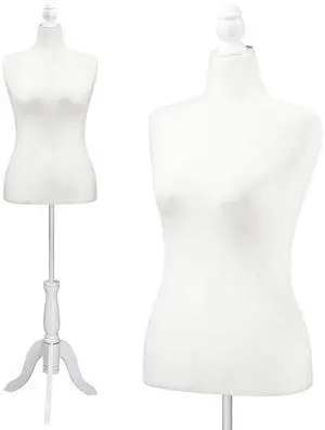 Female Dress Form Size 10-12, Adjustable Height Torso Body with Upgraded Tripod Stand, Medium Size Mannequin for Sewing and Display (10-12, White) Female Dress Form Size 10-12, Adjustable Height Torso Body with Upgraded Tripod Stand, Medium Size Mannequin for Sewing and Display (10-12, White)
