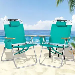 17 Lightweight High Backpack Beach Chair, 2 Pack Portable Tall Beach Chairs for Adults with Side Bag. 3 Level Adjustable Positions for Camping Patio and Picnic 17 Lightweight High Backpack Beach Chair, 2 Pack Portable Tall Beach Chairs for Adults with Side Bag. 3 Level Adjustable Positions for Camping Patio and Picnic