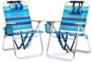 17 Lightweight High Backpack Beach Chair, 2 Pack Portable Tall Beach Chairs for Adults with Side Bag. 3 Level Adjustable Positions for Camping Patio and Picnic 17 Lightweight High Backpack Beach Chair, 2 Pack Portable Tall Beach Chairs for Adults with Side Bag. 3 Level Adjustable Positions for Camping Patio and Picnic