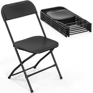 Folding Chairs Set of 6, Black Plastic Chair Sturdy Seat with Metal Frame, Perfect for Party, Event, Wedding, Birthday, Office, Outside Entertaining Folding Chairs Set of 6, Black Plastic Chair Sturdy Seat with Metal Frame, Perfect for Party, Event, Wedding, Birthday, Office, Outside Entertaining