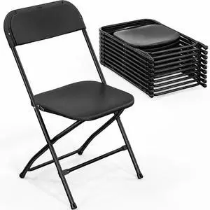 Folding Chairs Set of 10, Black Plastic Chair Sturdy Seat with Metal Frame, Perfect for Party, Event, Wedding, Birthday, Office, Outside Entertaining Folding Chairs Set of 10, Black Plastic Chair Sturdy Seat with Metal Frame, Perfect for Party, Event, Wedding, Birthday, Office, Outside Entertaining