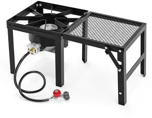Single Burner Propane Stove with Foldable Side Shelf, 75000BTU Portable Propane Burner with Adjustment Regulator, Gas Stove for Outdoor Camping Patio Cooking Turkey Frying Seafood Boiling Single Burner Propane Stove with Foldable Side Shelf, 75000BTU Portable Propane Burner with Adjustment Regulator, Gas Stove for Outdoor Camping Patio Cooking Turkey Frying Seafood Boiling