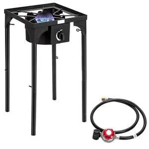 Outdoor Portable Propane Stove Gas Cooker, Heavy Duty Iron Cast Patio Burner with Detachable Stand Legs for Camp Cooking (1-Burner 100,000-BTU) Outdoor Portable Propane Stove Gas Cooker, Heavy Duty Iron Cast Patio Burner with Detachable Stand Legs for Camp Cooking (1-Burner 100,000-BTU)