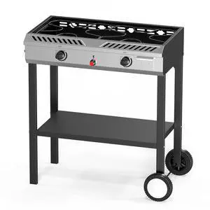 2 Burner Propane Gas Stove with Auto Ignition, 150,000 BTU Portable Outdoor Camp Cooker Stove with Convenient Shelf & Smooth Rolling Wheels for Backyard, Camping, Tailgating, Patio Parties 2 Burner Propane Gas Stove with Auto Ignition, 150,000 BTU Portable Outdoor Camp Cooker Stove with Convenient Shelf & Smooth Rolling Wheels for Backyard, Camping, Tailgating, Patio Parties