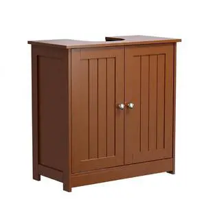 Pedestal Sink Storage Cabinet, 24" Espresso Under Sink Bathroom Storage Cabinet with 2 Doors and Adjustable Shelf, Traditional Bathroom Space Saver Organizer for Small Spaces, Water-Resistant Pedestal Sink Storage Cabinet, 24" Espresso Under Sink Bathroom Storage Cabinet with 2 Doors and Adjustable Shelf, Traditional Bathroom Space Saver Organizer for Small Spaces, Water-Resistant