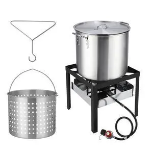 60QT Turkey Fryer & Crawfish Boiler w/ 150,000 BTU Propane Burner Set, Aluminum Seafood Boil Pot w/Basket, Crab Boil Pot, Crab Steaming, Outdoor Cooking Deep Fryer w/ 10 PSI Regulator & Hose 60QT Turkey Fryer & Crawfish Boiler w/ 150,000 BTU Propane Burner Set, Aluminum Seafood Boil Pot w/Basket, Crab Boil Pot, Crab Steaming, Outdoor Cooking Deep Fryer w/ 10 PSI Regulator & Hose