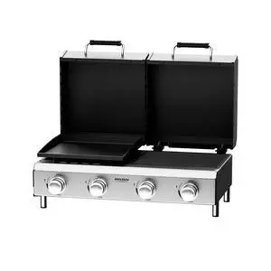 4 Burners Gas Flat Top Grill and Griddle Combo with Lid, Powerful 40,000 BTU Grills with Integrated Ignition & Heat-resistant coating, Camping Grill with Simple Control Knob for Outdoor BBQ Use 4 Burners Gas Flat Top Grill and Griddle Combo with Lid, Powerful 40,000 BTU Grills with Integrated Ignition & Heat-resistant coating, Camping Grill with Simple Control Knob for Outdoor BBQ Use