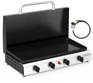 4 Burner Portable Propane Griddle with Lid, 40000BTU Tabletop Flat Gas Grill with Ignition and Oil Collector, Camping Griddle for Outdoor Cooking Patio Backyard Sandbeach BBQ Party 4 Burner Portable Propane Griddle with Lid, 40000BTU Tabletop Flat Gas Grill with Ignition and Oil Collector, Camping Griddle for Outdoor Cooking Patio Backyard Sandbeach BBQ Party