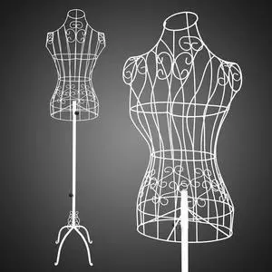 Female Wire Dress Form, Vintage Style Wire Mannequin for Home Decor Display, Small Size Adjustable Height Metal Wire Body (White) Female Wire Dress Form, Vintage Style Wire Mannequin for Home Decor Display, Small Size Adjustable Height Metal Wire Body (White)