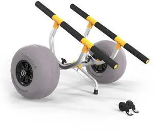 Kayak Beach Cart, Width Adjustable 6.3"-18.7" Universal Canoe Dolly Heavy Duty Kayak Trolley with 12" Balloon Beach Wheels, Kickstand, and Free Pump, Sturdy 330 Lb Weight Capacity Kayak Beach Cart, Width Adjustable 6.3"-18.7" Universal Canoe Dolly Heavy Duty Kayak Trolley with 12" Balloon Beach Wheels, Kickstand, and Free Pump, Sturdy 330 Lb Weight Capacity