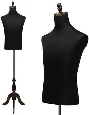 Male Dress Form, Male Mannequin with Wooden Tripod Stand, Adjustable Height Torso Body for and Display and Sewing (Silk) Male Dress Form, Male Mannequin with Wooden Tripod Stand, Adjustable Height Torso Body for and Display and Sewing (Silk)