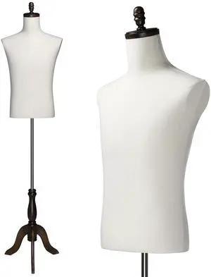 Male Dress Form, Male Mannequin with Wooden Tripod Stand, Adjustable Height Torso Body for and Display and Sewing (Cotton) Male Dress Form, Male Mannequin with Wooden Tripod Stand, Adjustable Height Torso Body for and Display and Sewing (Cotton)