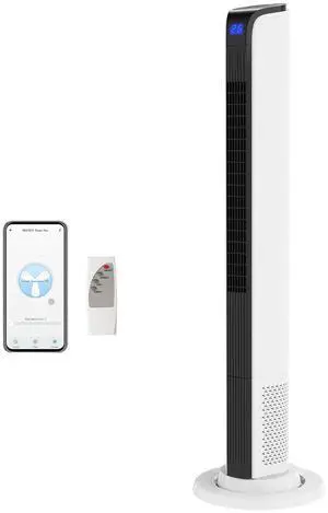42" Tower Fan for Bedroom, Smart Floor Fan with APP & Remote Control, 3 Modes, 3 Speeds, Standing Fan with Oscillating, 12H Timer, Quiet Fan for Cooling Home Office 42" Tower Fan for Bedroom, Smart Floor Fan with APP & Remote Control, 3 Modes, 3 Speeds, Standing Fan with Oscillating, 12H Timer, Quiet Fan for Cooling Home Office