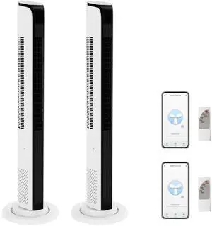 42" Tower Fan for Bedroom, Smart Floor Fan with APP & Remote Control, 3 Modes, 3 Speeds, Standing Fan with Oscillating, 12H Timer, Quiet Fan for Cooling Home Office, 2-Pack 42" Tower Fan for Bedroom, Smart Floor Fan with APP & Remote Control, 3 Modes, 3 Speeds, Standing Fan with Oscillating, 12H Timer, Quiet Fan for Cooling Home Office, 2-Pack