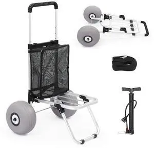 Beach Cart with 11 Balloon Wheels, 220 LBS Heavy Duty Beach Dolly with Big Wheels for Sand, Foldable Utility Sand Wagon with Adjustable Handle & Mesh Bag for Camping & Fishing Beach Cart with 11 Balloon Wheels, 220 LBS Heavy Duty Beach Dolly with Big Wheels for Sand, Foldable Utility Sand Wagon with Adjustable Handle & Mesh Bag for Camping & Fishing