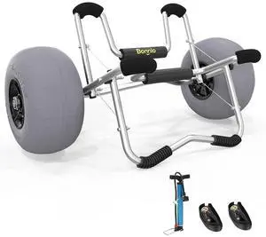 Kayak Cart Trolley Canoe Paddle Board Boat Cart Carrier Dolly with 12" Big Beach Wheels Balloon Kayak Transport Wheels Cart Foldable, Free Pump, 2 Ratchet Straps- Perfect for Soft Sand Kayak Cart Trolley Canoe Paddle Board Boat Cart Carrier Dolly with 12" Big Beach Wheels Balloon Kayak Transport Wheels Cart Foldable, Free Pump, 2 Ratchet Straps- Perfect for Soft Sand