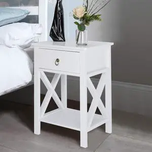 White Nightstand, Small Nightstand with Drawer & Shelf, Farmhouse Night Stand Bedroom, End Table/Bedside Table/White Side Table w/Rustic Handle for Small Spaces, Dorm, Kids Room, Living Room White Nightstand, Small Nightstand with Drawer & Shelf, Farmhouse Night Stand Bedroom, End Table/Bedside Table/White Side Table w/Rustic Handle for Small Spaces, Dorm, Kids Room, Living Room