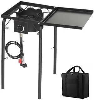 Single Burner Gas Stove Propane Stove, 100,000 BTU High Power Portable Outdoor Camp Cooker Stove with Regulator, Adjustable Height & Side Shelf for Backyard, Camping, Tailgating Single Burner Gas Stove Propane Stove, 100,000 BTU High Power Portable Outdoor Camp Cooker Stove with Regulator, Adjustable Height & Side Shelf for Backyard, Camping, Tailgating