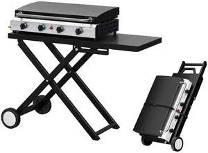 Foldable Flat Top Grill with 4 Burner & Lid, Powerful 40,000 BTU Propane Gas Grills with Ignition, Enamel Griddle, Side Shelf & Portable Cart with Wheels for Outdoor Camping Hibachi Grill Use Foldable Flat Top Grill with 4 Burner & Lid, Powerful 40,000 BTU Propane Gas Grills with Ignition, Enamel Griddle, Side Shelf & Portable Cart with Wheels for Outdoor Camping Hibachi Grill Use