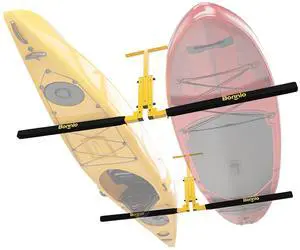 Kayak Ceiling Storage Rack, Overhead Garage Storage Hanger, Adjustable Heavy Duty Garage Ceiling Storage Rack, 250 lbs Capacity for 2 Kayaks Kayak Ceiling Storage Rack, Overhead Garage Storage Hanger, Adjustable Heavy Duty Garage Ceiling Storage Rack, 250 lbs Capacity for 2 Kayaks