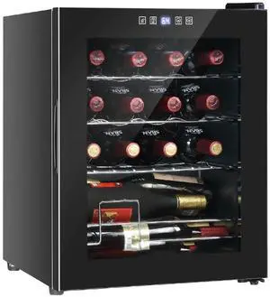 16 Bottle Wine Fridge, Freestanding Compressor Cooler Refrigerator, Beverage Chiller With Digital Temperature Control & Double-layer Glass Door for Red White Wine, Champagne, Beer 16 Bottle Wine Fridge, Freestanding Compressor Cooler Refrigerator, Beverage Chiller With Digital Temperature Control & Double-layer Glass Door for Red White Wine, Champagne, Beer