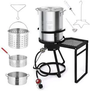 30QT Turkey Fryer & 10QT Fish Fryer with 55,000 BTU Propane Burner, Outdoor Seafood & Crawfish Boiler with Steamer Basket & Thermometer, Ideal for Crawfish, Crab, Shrimp Boiling and Deep Frying 30QT Turkey Fryer & 10QT Fish Fryer with 55,000 BTU Propane Burner, Outdoor Seafood & Crawfish Boiler with Steamer Basket & Thermometer, Ideal for Crawfish, Crab, Shrimp Boiling and Deep Frying