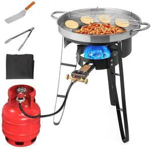 23'' Concave Comal Set, 80,000BTU Propane Gas Stove & Heavy Burner Stand, Stainless Steel Discada Disc Cooker, Taco Para Carnitas Tortillas Stir Fry Wok for Backyard, Outdoor Cooking & Frying 23'' Concave Comal Set, 80,000BTU Propane Gas Stove & Heavy Burner Stand, Stainless Steel Discada Disc Cooker, Taco Para Carnitas Tortillas Stir Fry Wok for Backyard, Outdoor Cooking & Frying