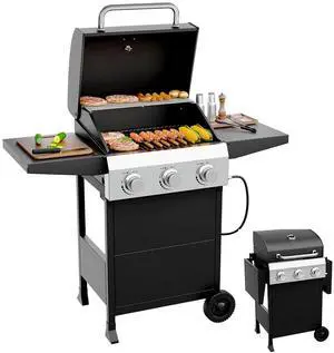 3 Burners Portable Gas Grill with Enameled Cast Iron Grates, Powerful 36,000 BTU Propane Grill with Side Shelf & Bottom Cabinet, Outdoor Grill with Wheels for Patio Backyard Garden BBQ Use 3 Burners Portable Gas Grill with Enameled Cast Iron Grates, Powerful 36,000 BTU Propane Grill with Side Shelf & Bottom Cabinet, Outdoor Grill with Wheels for Patio Backyard Garden BBQ Use