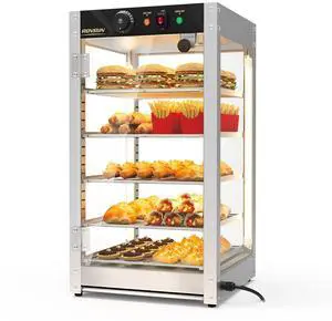 Commercial Food Warmer Display with Tri-Colors and Adjustable Shelf, 5-Tier Electric Countertop Warmers for Hamburger, Chicken, Bread, Pizza Warmer in Restaurant, Cafe, Store 800W 86-185 Commercial Food Warmer Display with Tri-Colors and Adjustable Shelf, 5-Tier Electric Countertop Warmers for Hamburger, Chicken, Bread, Pizza Warmer in Restaurant, Cafe, Store 800W 86-185
