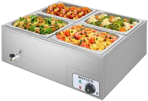 42.3 QT 4 Pan Commercial Electric Food Warmer, Counter Top Electric Bain-Marie with Warming Plate, Steam Table Food Warmer for Catering, Parties Buffet and Restaurant, Stainless Steel, 1200W 42.3 QT 4 Pan Commercial Electric Food Warmer, Counter Top Electric Bain-Marie with Warming Plate, Steam Table Food Warmer for Catering, Parties Buffet and Restaurant, Stainless Steel, 1200W