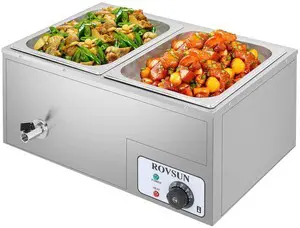 21 QT 2 Pan Commercial Electric Food Warmer, Counter Top Electric Bain-Marie with Warming Plate, Steam Table Food Warmer for Catering, Parties Buffet and Restaurant, Stainless Steel, 1200W 21 QT 2 Pan Commercial Electric Food Warmer, Counter Top Electric Bain-Marie with Warming Plate, Steam Table Food Warmer for Catering, Parties Buffet and Restaurant, Stainless Steel, 1200W