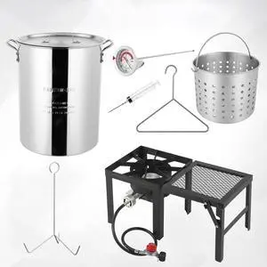 30QT Turkey Fryer with Basket and Propane Gas Burner Set, Seafood Boil Pot, Crawfish Boiler, Aluminum Turkey Deep Fryer with Basket and Burner for Outdoor Cooking, For Boiling and Frying 30QT Turkey Fryer with Basket and Propane Gas Burner Set, Seafood Boil Pot, Crawfish Boiler, Aluminum Turkey Deep Fryer with Basket and Burner for Outdoor Cooking, For Boiling and Frying
