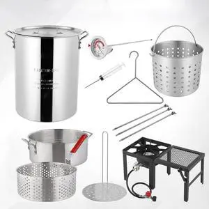 30QT Outdoor Turkey Fryer & 10QT Fish Fryer with 55000BTU Propane Buner for Outdoor Cooking, Outdoor Deep Fryer w/Aluminum Pot, Basket & Stand Set, Ideal for Turkey Frying & Seafood Boiling 30QT Outdoor Turkey Fryer & 10QT Fish Fryer with 55000BTU Propane Buner for Outdoor Cooking, Outdoor Deep Fryer w/Aluminum Pot, Basket & Stand Set, Ideal for Turkey Frying & Seafood Boiling