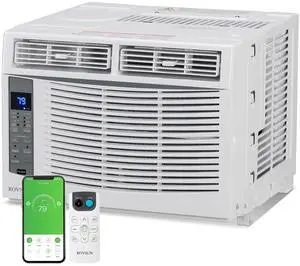WIFI-Enabled 6000 BTU Air Conditioner Window Unit, Energy Saving Room Air Conditioner, AC Unit with Remote Control & Timer Function Ideal for Rooms up to 250 Square Feet, 115V/60Hz, White WIFI-Enabled 6000 BTU Air Conditioner Window Unit, Energy Saving Room Air Conditioner, AC Unit with Remote Control & Timer Function Ideal for Rooms up to 250 Square Feet, 115V/60Hz, White