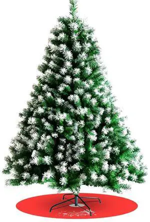 7ft Premium Snow Flocked Artificial Spruce Holiday Christmas Tree for Home, Office, Party Decoration with 1000 Branch Tips, Red Tree-Skirt, Metal Hinges and Foldable Metal Base (Green+White) 7ft Premium Snow Flocked Artificial Spruce Holiday Christmas Tree for Home, Office, Party Decoration with 1000 Branch Tips, Red Tree-Skirt, Metal Hinges and Foldable Metal Base (Green+White)