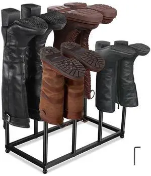 Modern Black Metal Boot Rack for Tall Boots Storage, Free Standing Entryway Walk-in-Closet Boot Organizer with 8 Long Posts, Holds 4 Pair Modern Black Metal Boot Rack for Tall Boots Storage, Free Standing Entryway Walk-in-Closet Boot Organizer with 8 Long Posts, Holds 4 Pair