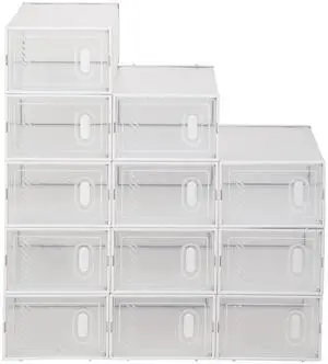 12 Pack Shoe Storage Boxes Stackable Shoe Organizer for Closet with Lids, Space Saving Sneaker Display Case, Holder, Container for Closet Bedroom Bathroom, Clear 12 Pack Shoe Storage Boxes Stackable Shoe Organizer for Closet with Lids, Space Saving Sneaker Display Case, Holder, Container for Closet Bedroom Bathroom, Clear