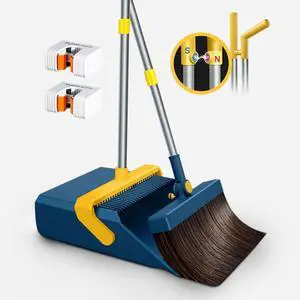 Broom and Dustpan Set with 49" Long Handle for Home Kitchen Room Office Lobby Floor Use Upright Stand Up Stand Up Broom and Dustpan Combo Broom and Dustpan Set with 49" Long Handle for Home Kitchen Room Office Lobby Floor Use Upright Stand Up Stand Up Broom and Dustpan Combo