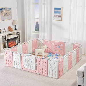 Baby Playpen, Upgraded 22 Panels Foldable Baby Fence with Game Panel and Safety Gate, Adjustable Shape, Portable Play Yards for Children Toddlers Indoors or Outdoors (Pink+White, 22 Panel) Baby Playpen, Upgraded 22 Panels Foldable Baby Fence with Game Panel and Safety Gate, Adjustable Shape, Portable Play Yards for Children Toddlers Indoors or Outdoors (Pink+White, 22 Panel)