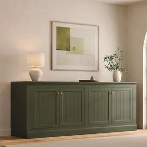 72" Modern Sideboard Buffet Cabinet with Grooved Doors, Storage Console Table with Adjustable Shelves, Coffee Bar/TV Stand for Dining Room, Living Room, Kitchen, Entryway, Olive Green 72" Modern Sideboard Buffet Cabinet with Grooved Doors, Storage Console Table with Adjustable Shelves, Coffee Bar/TV Stand for Dining Room, Living Room, Kitchen, Entryway, Olive Green