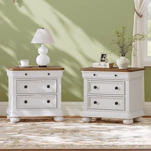 26" Fully Assembled Solid Wood Nightstand Set of 2, Traditional Bedside Table with 3 Drawers, Sofa End Table for Bedroom, Vintage Large Night Stand, Antique White 26" Fully Assembled Solid Wood Nightstand Set of 2, Traditional Bedside Table with 3 Drawers, Sofa End Table for Bedroom, Vintage Large Night Stand, Antique White