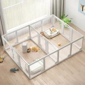 Acrylic Clear Dog Playpen Indoor, Modular Puppy Cat Small Pet Play Pen with 3 Doors, Transparent Fence for Little Dogs, Cats, Rabbits, Easy Assemble and Disassemble, White (24" H, 17 pcs) Acrylic Clear Dog Playpen Indoor, Modular Puppy Cat Small Pet Play Pen with 3 Doors, Transparent Fence for Little Dogs, Cats, Rabbits, Easy Assemble and Disassemble, White (24" H, 17 pcs)