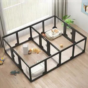 Acrylic Clear Dog Playpen Indoor, Modular Puppy Cat Small Pet Play Pen with 3 Doors, Transparent Fence for Little Dogs, Cats, Rabbits, Easy Assemble and Disassemble, Black (24" H, 17 pcs) Acrylic Clear Dog Playpen Indoor, Modular Puppy Cat Small Pet Play Pen with 3 Doors, Transparent Fence for Little Dogs, Cats, Rabbits, Easy Assemble and Disassemble, Black (24" H, 17 pcs)