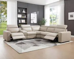 Power Recliner Sectional Sofa with Storage/USB Port, Leather Recliner Sofa with Adjustable Headrest, Reclining Sectional Couches with Console and Cup Holder for Living Room (Beige Brown) Power Recliner Sectional Sofa with Storage/USB Port, Leather Recliner Sofa with Adjustable Headrest, Reclining Sectional Couches with Console and Cup Holder for Living Room (Beige Brown)